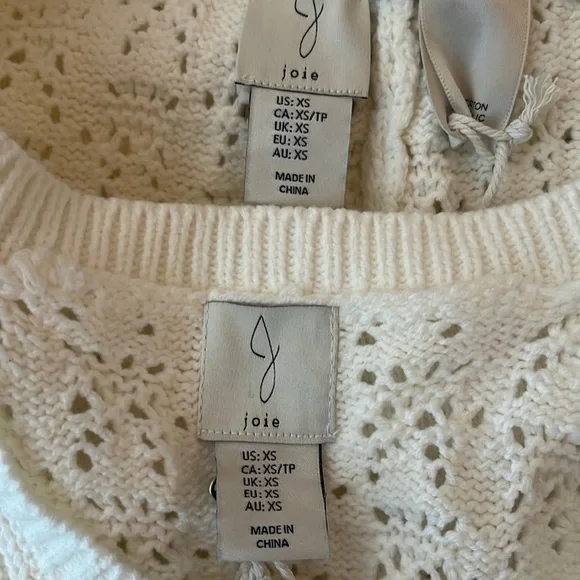 NWT Joie 2 Pc Set Crochet Wide Leg Pants And Tank Top SZ XS SZ L White - Picture 8 of 8